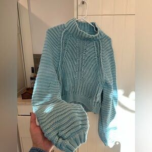 Free People Light Blue Cowl Neck Sweater